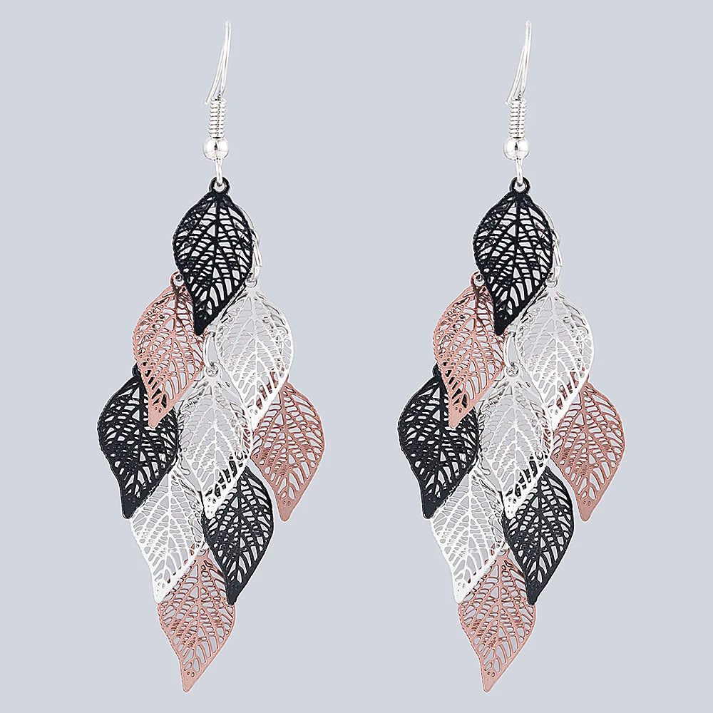 Boucles d'oreilles feuille vintage multicolores - Collection bohème pendantes complète - Luminori