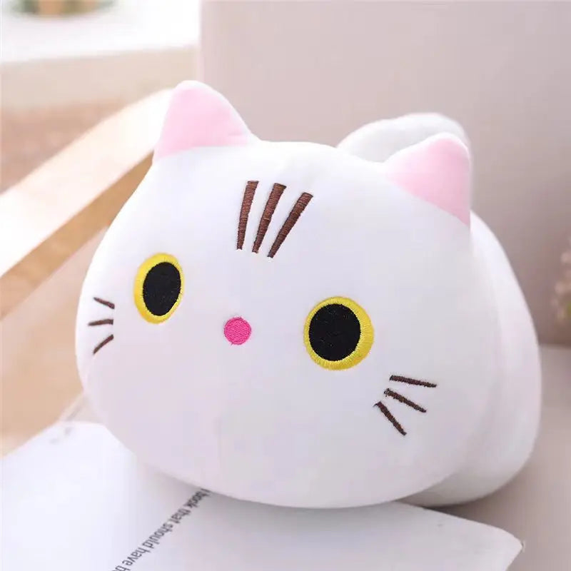 Peluche chat kawaii 25cm beige - Coussin oreiller doux coton premium cat lover décoration - Luminori