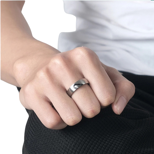 Bague assortie couple acier or rose - Plaqué zirconium cœur sur fond blanc - Luminori