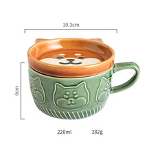 Charger l'image dans la galerie, Tasse chat 300ml ensemble complet - Couvercle bol 550ml bonus céramique YWDL - Luminori