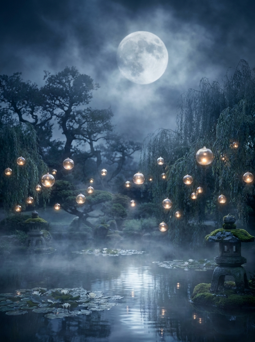 Univers La Lune — bijoux Luminori en argent sous un ciel nocturne