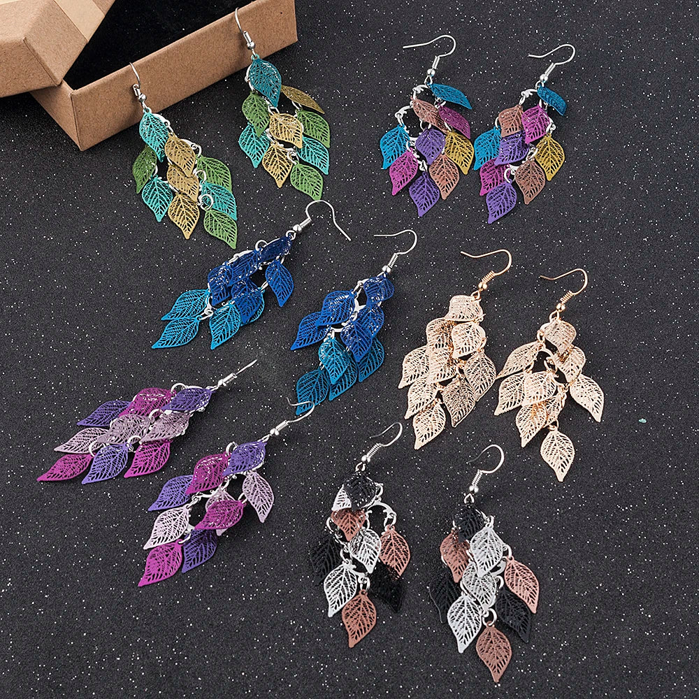 Collection boucles d'oreilles feuille vintage - Variété designs bohème pendantes - Luminori
