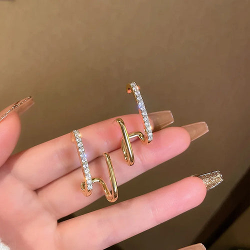 Boucles d'Oreilles Cristal Alliage Zinc — Clous Géométriques Vintage Luminori
