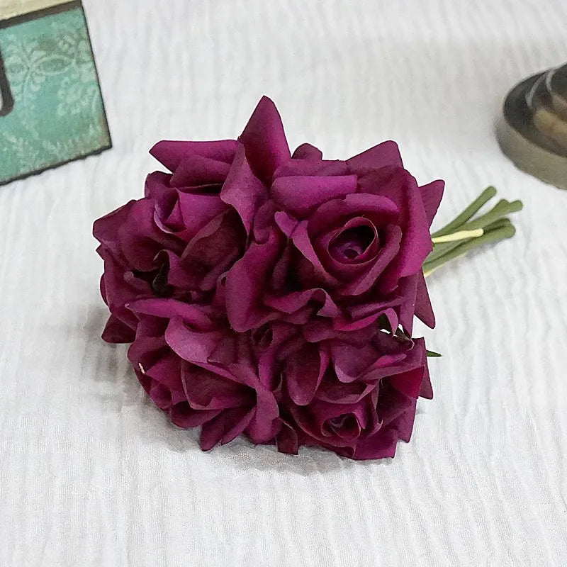 Détail rose artificielle latex pétales - Toucher réel qualité premium décoration intérieur 10cm - Luminori
