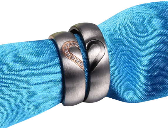 Bague assortie couple acier portée - Couple alliance mariage promesse romantique - Luminori