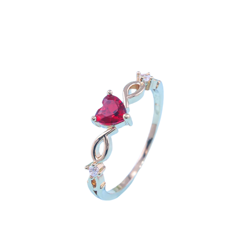 Bague Solitaire "Cœur Pur" | Cuivre & Zircone Cubique Géométrique Bague Luminori