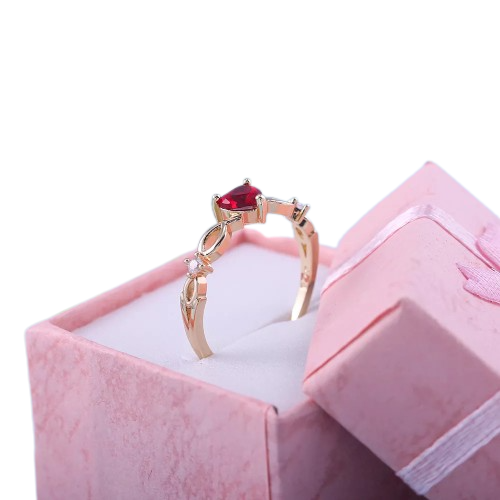 Bague Solitaire "Cœur Pur" | Cuivre & Zircone Cubique Géométrique Bague Luminori