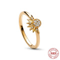 Bague Soleil & Lune en argent 925 ornée d'un zircon, détail du bijou, Luminori