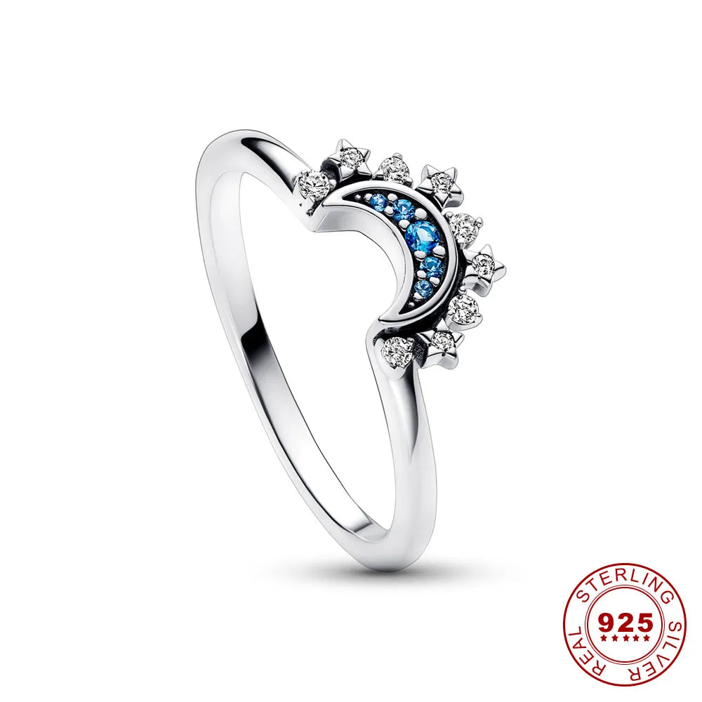 Bague Soleil et Lune Argent 925 | Duo Symbolique Zirconium Luminori