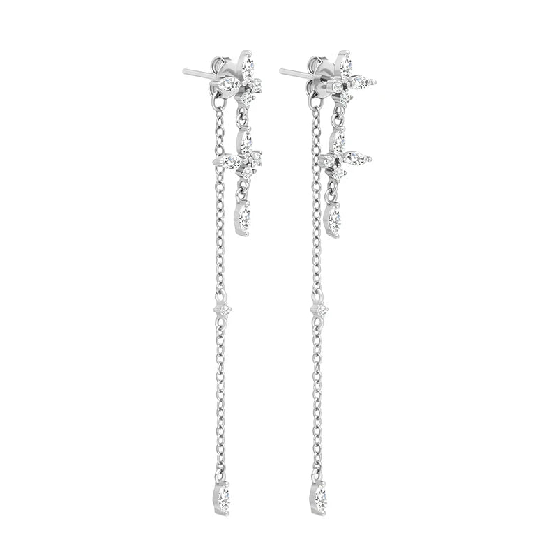 Boucles d’Oreilles "La Pluie d’Étoiles" - Zirconium & Chaînes Pendantes Luminori