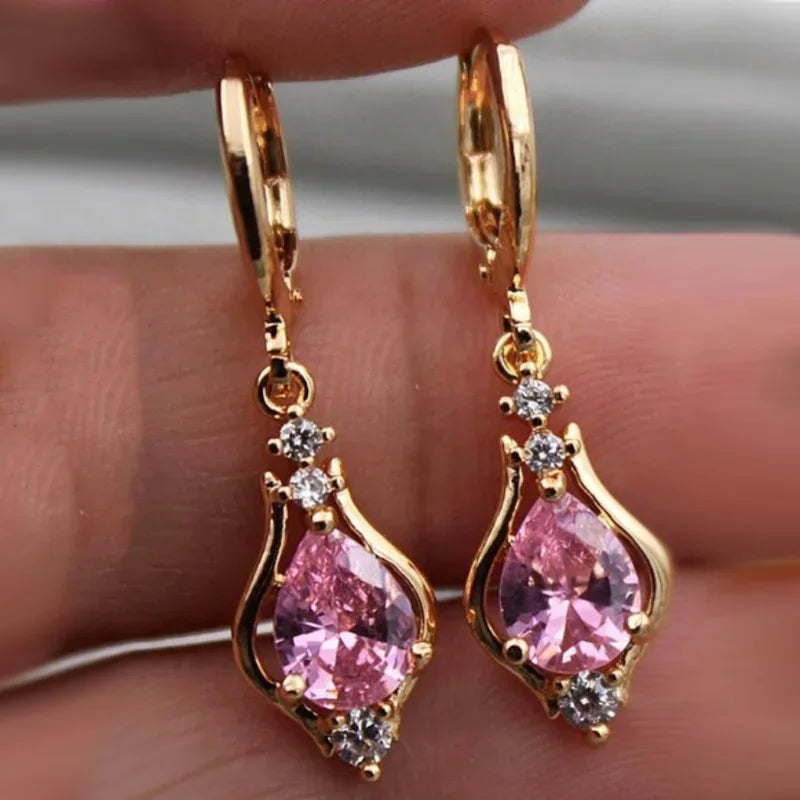 Boucles d'Oreilles "La Goutte de Sérénité" - Quartz Rose & Cristal Luminori