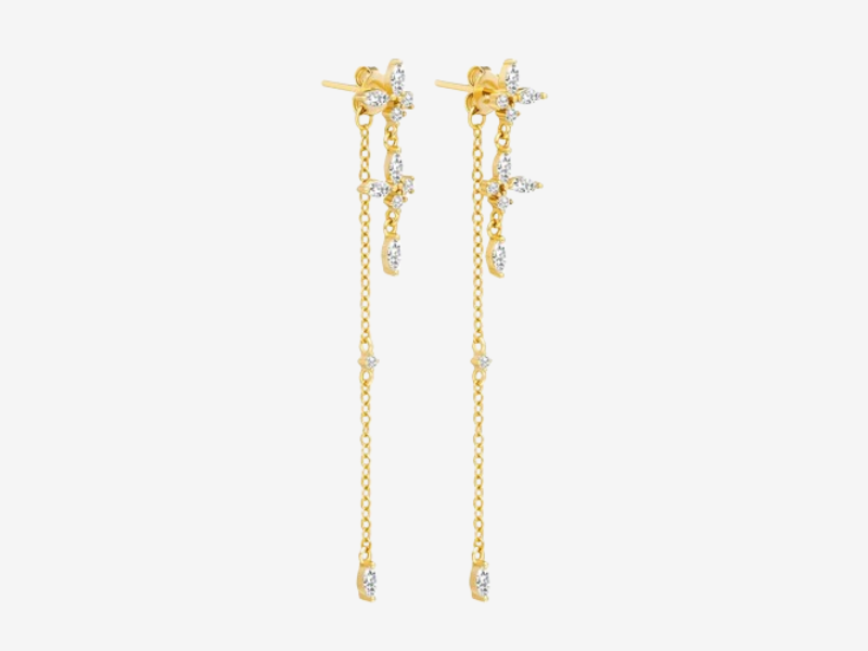Boucles d’Oreilles "La Pluie d’Étoiles" - Zirconium & Chaînes Pendantes Luminori