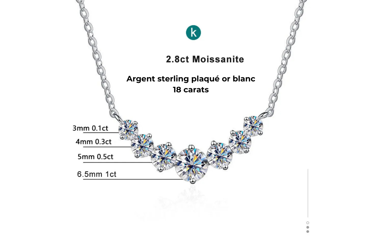 Collier Solitaire "L’Éclat Absolu" - Argent 925 & Moissanite/Zircon Luminori