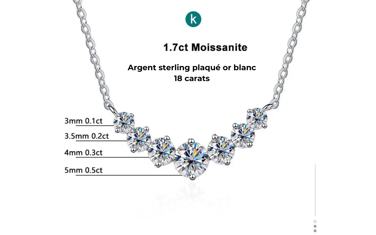 Collier Solitaire "L’Éclat Absolu" - Argent 925 & Moissanite/Zircon Luminori
