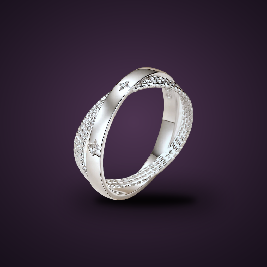 Bague Constellation argent 925, étoiles gravées, debout