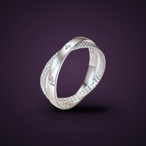 Bague Constellation argent 925, étoiles gravées, debout