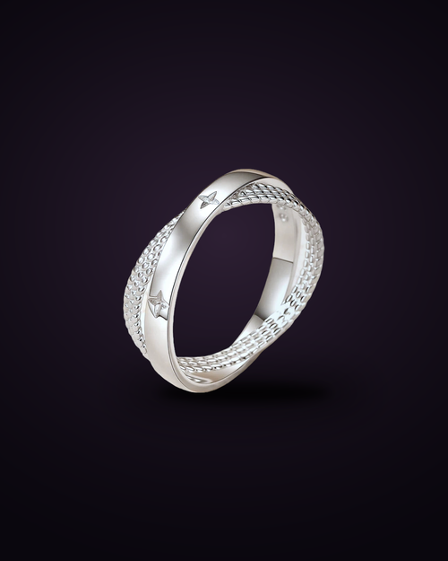 Bague « Constellation » — argent 925 et zirconium, vue trois quarts