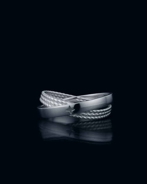 Bague Constellation argent 925 zirconium, vue trois quarts