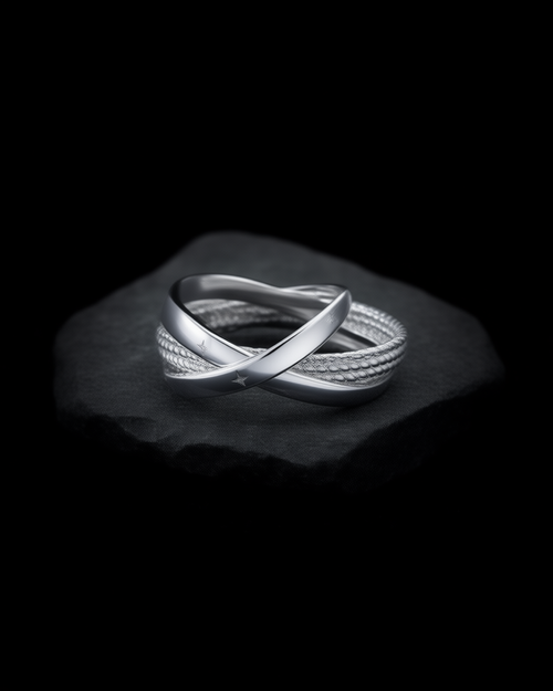 Bague Constellation argent 925, macro pierre sombre