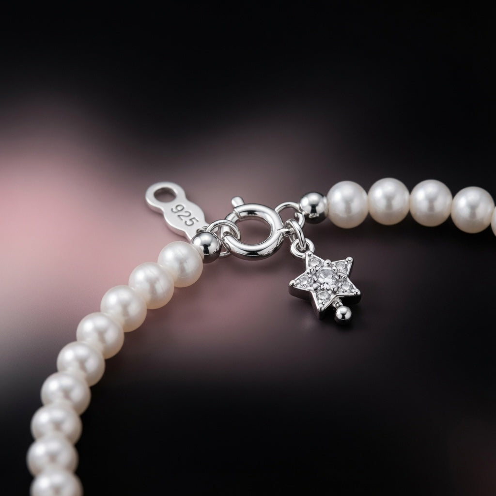 Bracelet « Fil d'Étoiles » — argent 925 et perles d'imitation
