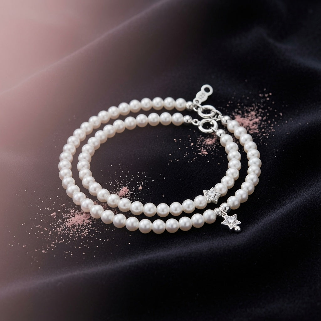Bracelet « Fil d'Étoiles » — argent 925 et perles d'imitation