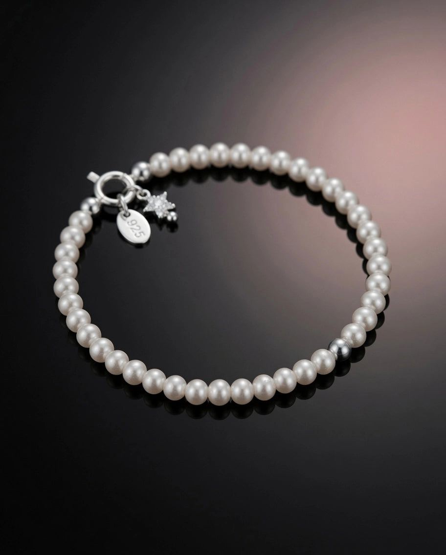 Bracelet « Fil d'Étoiles » — argent 925 et perles d'imitation
