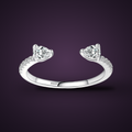 Bague Goutte de Rosée argent 925, deux zircons poire, vue de face