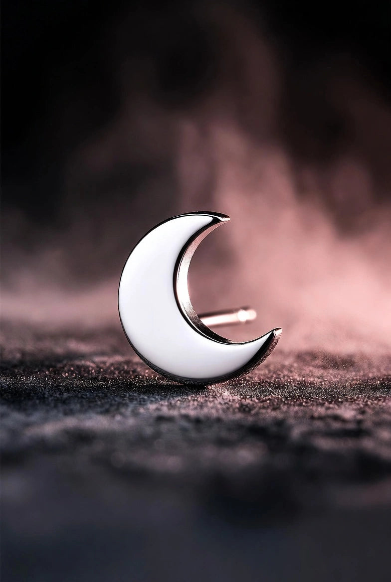 Puces d'oreilles « Premier Ciel » en argent 925, motif étoile et lune