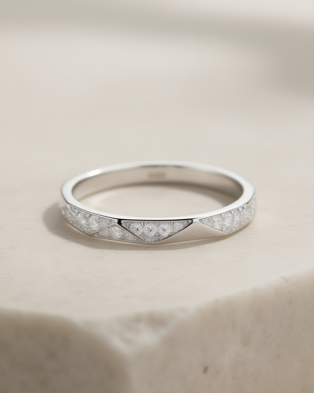 Bague Ligne Claire argent 925 zirconium, éternité géométrique