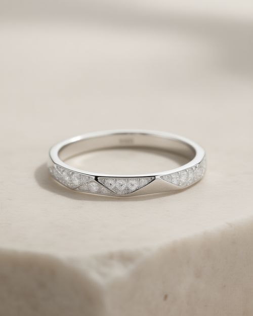 Bague Ligne Claire argent 925 zirconium, éternité géométrique