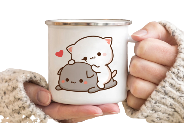 Mug chat céramique 3D mignon - Design félin poignée ergonomique micro-ondes sur fond blanc - Luminori