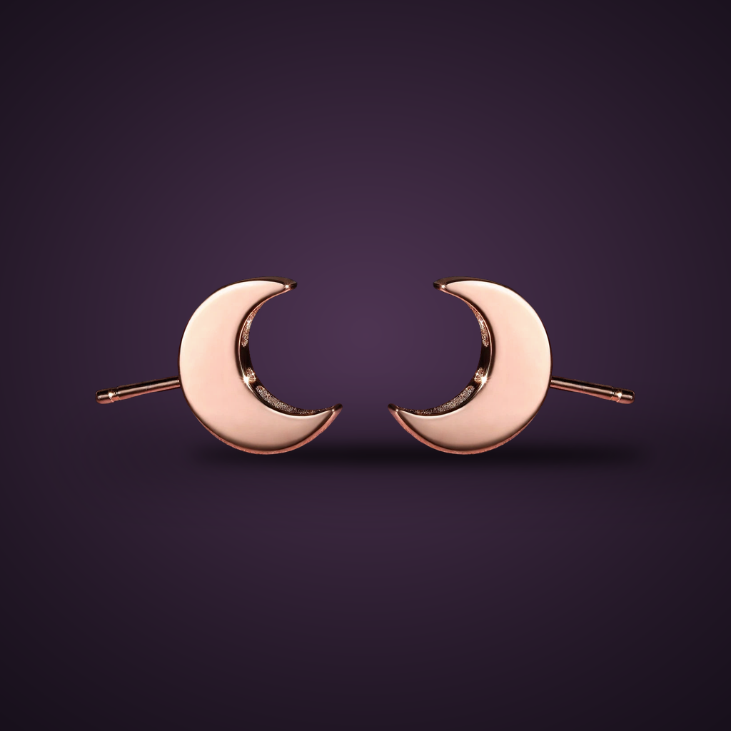 Puces Premier Ciel lune plaqué or rose, la paire