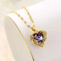 Collier Cœur d'Océan, pendentif cœur en zircon, coloris rose, vue principale, Luminori