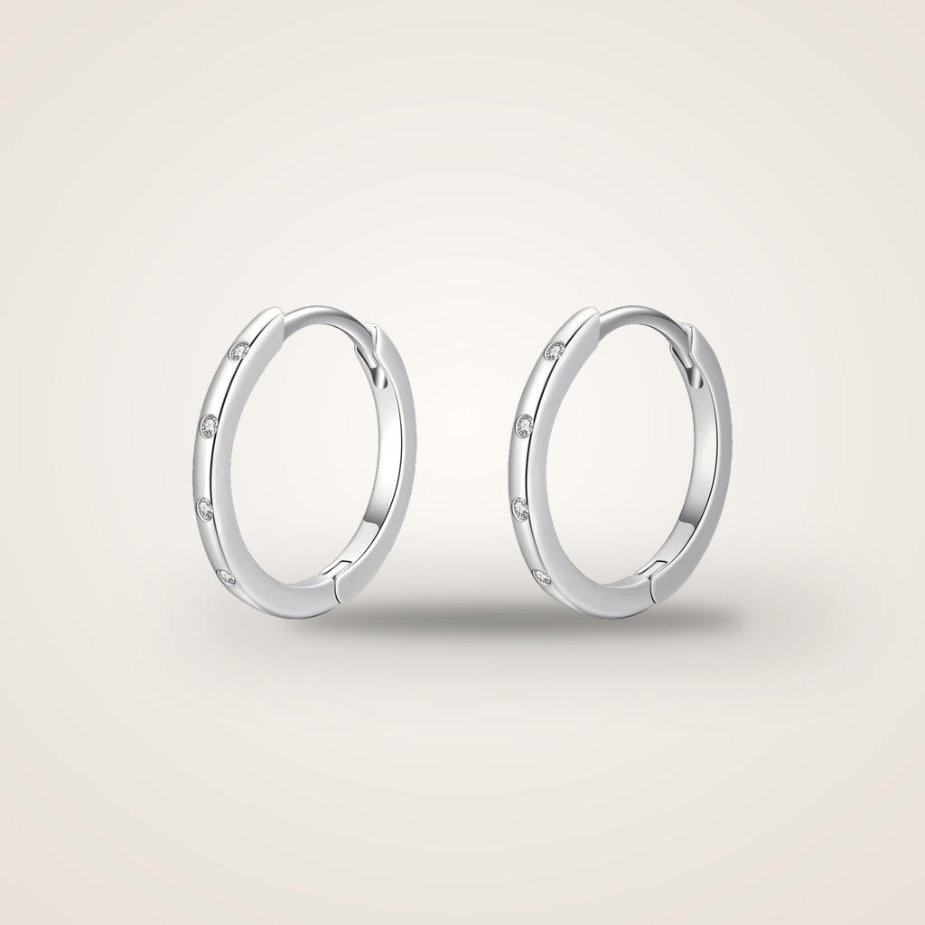 Créoles huggie Première Lueur en argent 925 à zirconium, la paire