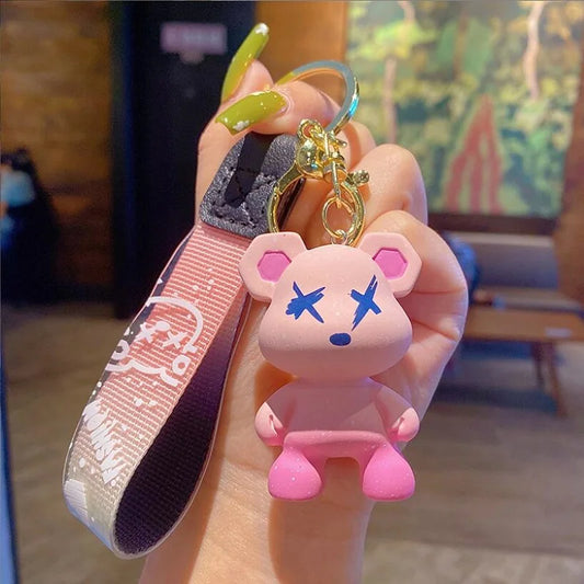 Porte-clés ourson nounours résine kawaii - Design mignon étoilé brillant 50g sangle - Luminori