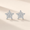 Puces Neige Étoilée argent 925, étoile à cinq branches pavée de moissanites synthétiques incolores