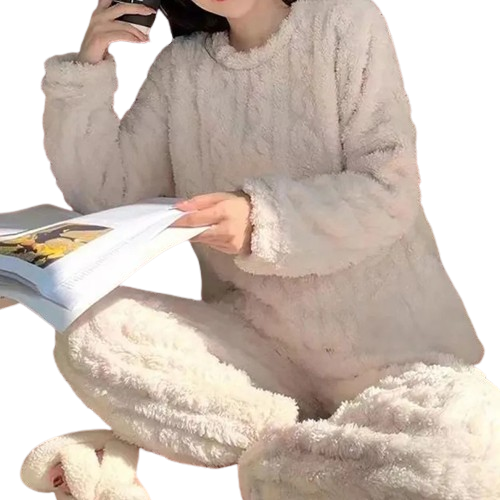 Pyjama femme coton 100% hiver - Détails caractéristiques fournisseur col rond manches longues - Luminori