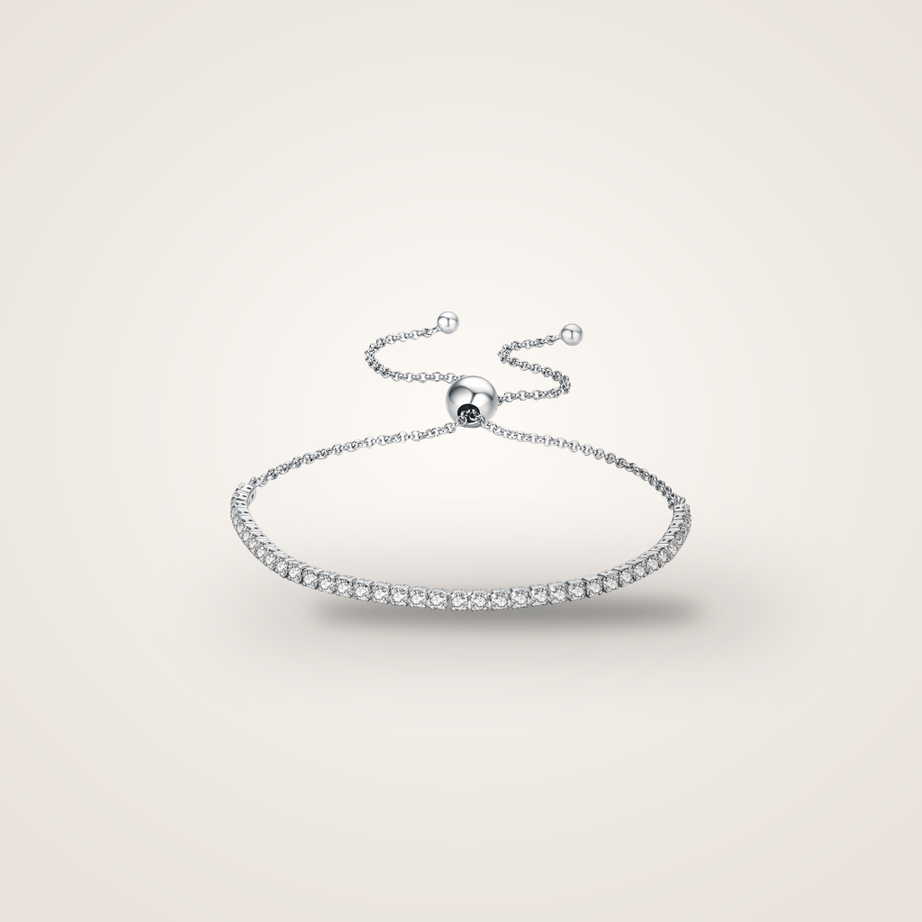 Bracelet Rivière de Lumière argent 925, ligne de zirconium à coulisse