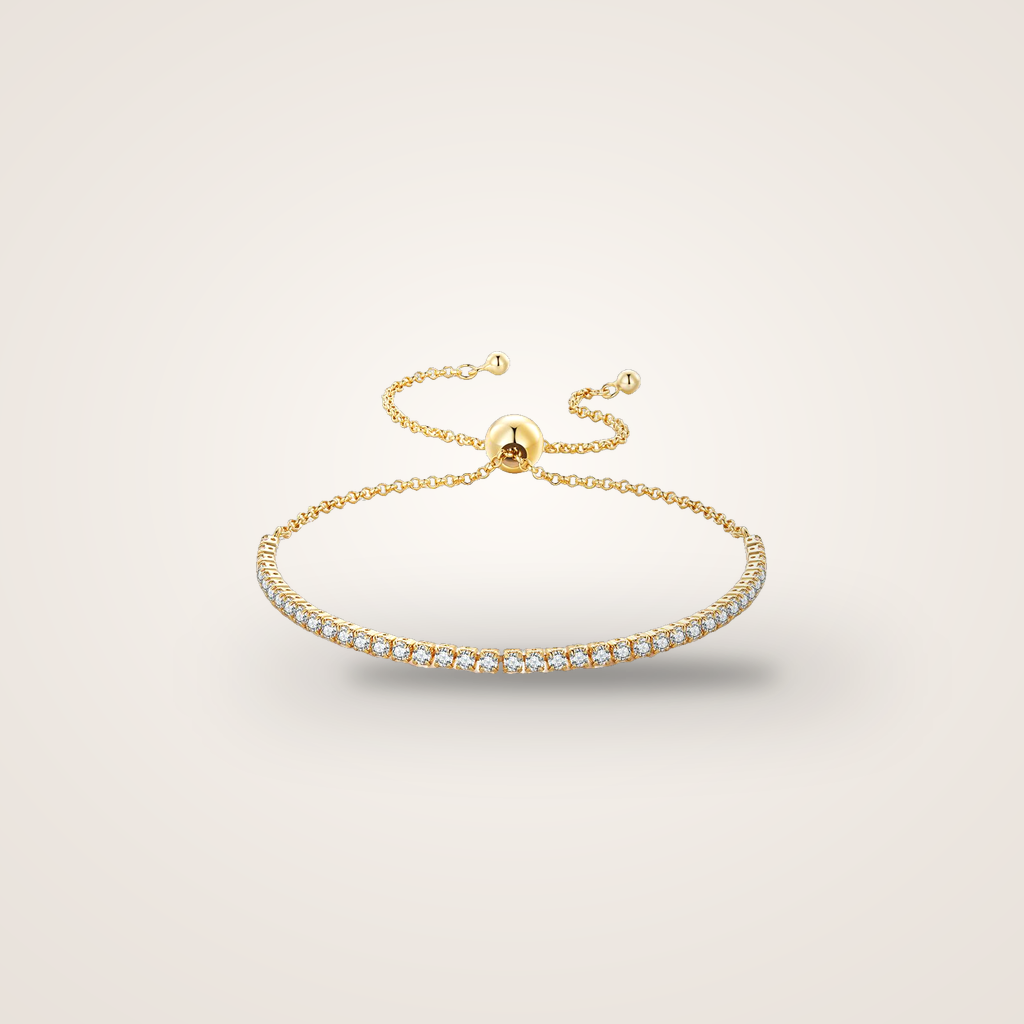 Bracelet Rivière de Lumière plaqué or, ligne de zirconium à coulisse