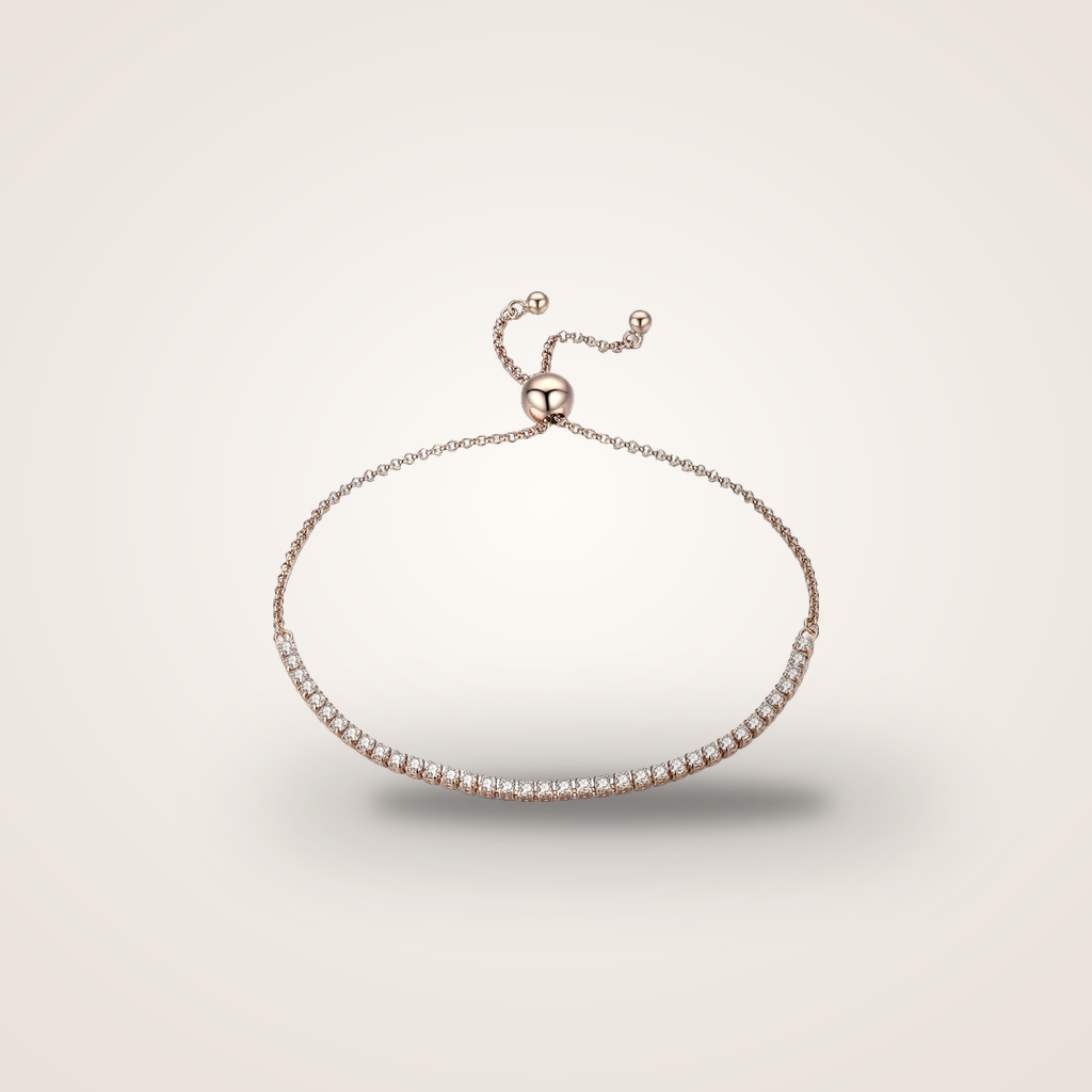 Bracelet Rivière de Lumière plaqué or rose, ligne de zirconium à coulisse
