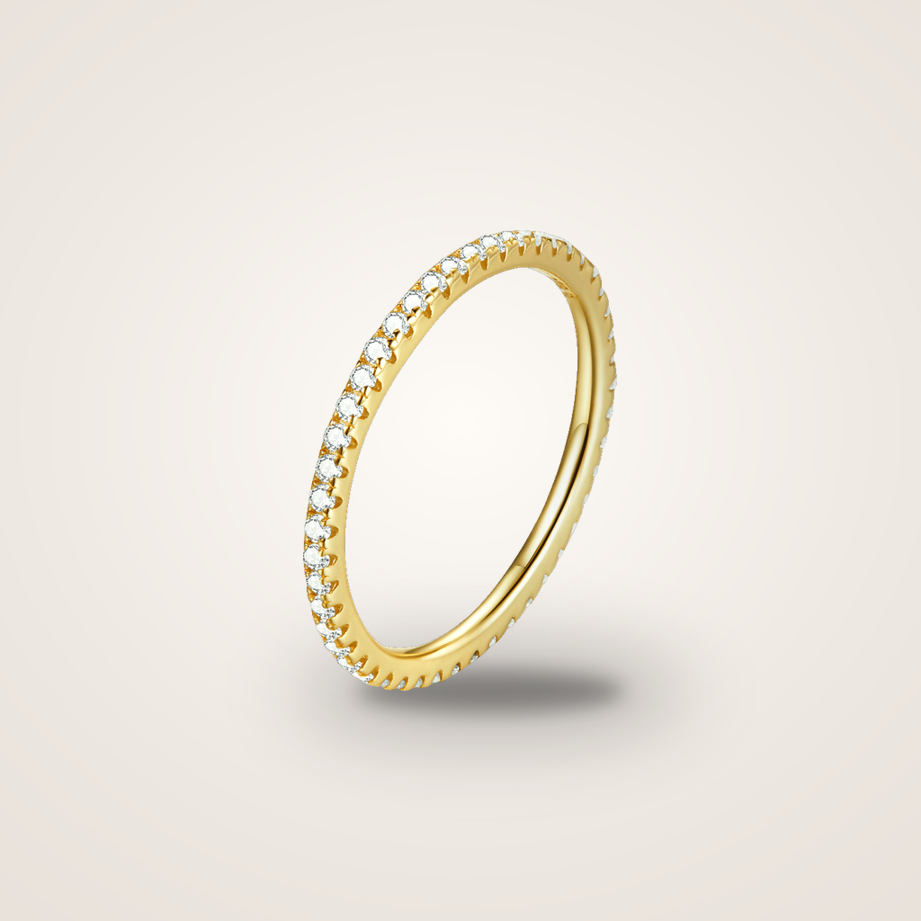 Bague Tour de Lumière plaqué or, éternité pavée de zirconium