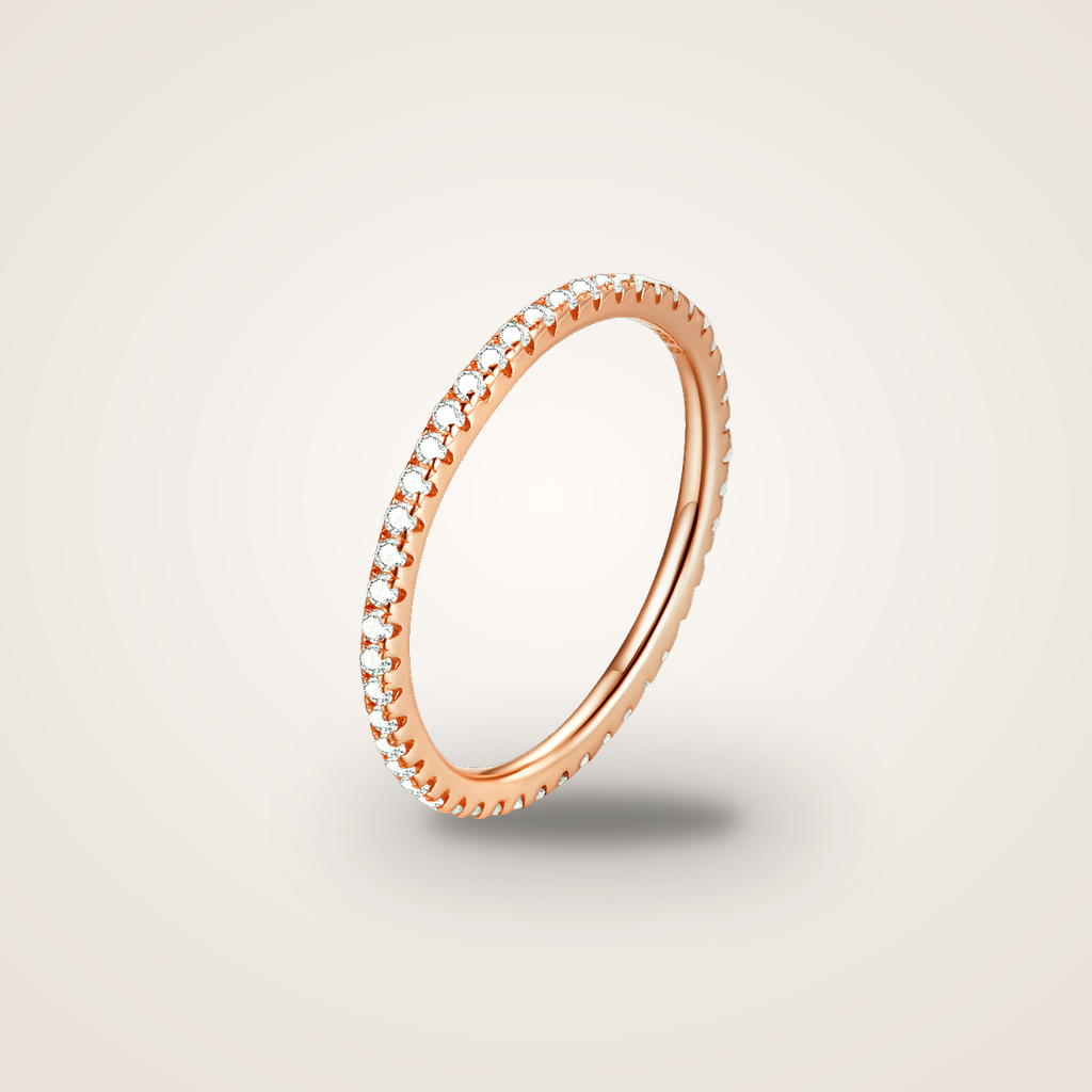 Bague Tour de Lumière plaqué or rose, éternité pavée de zirconium