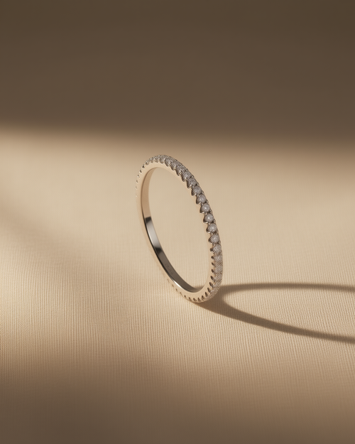 Bague Tour de Lumière argent 925, éternité pavée debout