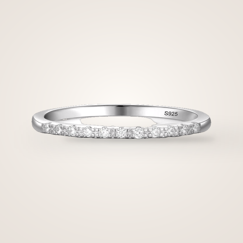 Bague Trois Vœux argent 925, demi-éternité pavée de zirconium